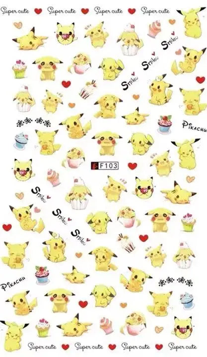 Pokémon Nail Stickers 3D