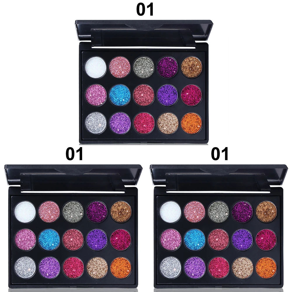 15 Colours Gold Scallion Powder Diamond Glitter Eyeshadow