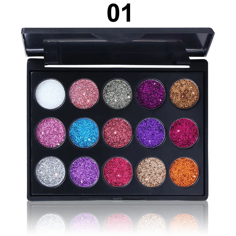 15 Colours Gold Scallion Powder Diamond Glitter Eyeshadow