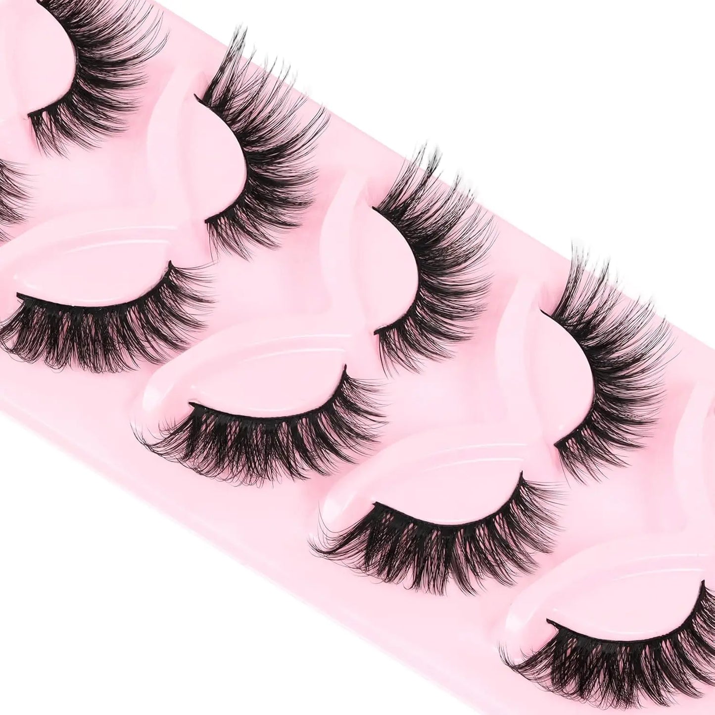 10 Pairs Pack Cat Eye Lashes Faux Mink Eyelashes Crisscross 3D Multilayered False Eyelashes L Curl Fox Eye Lashes