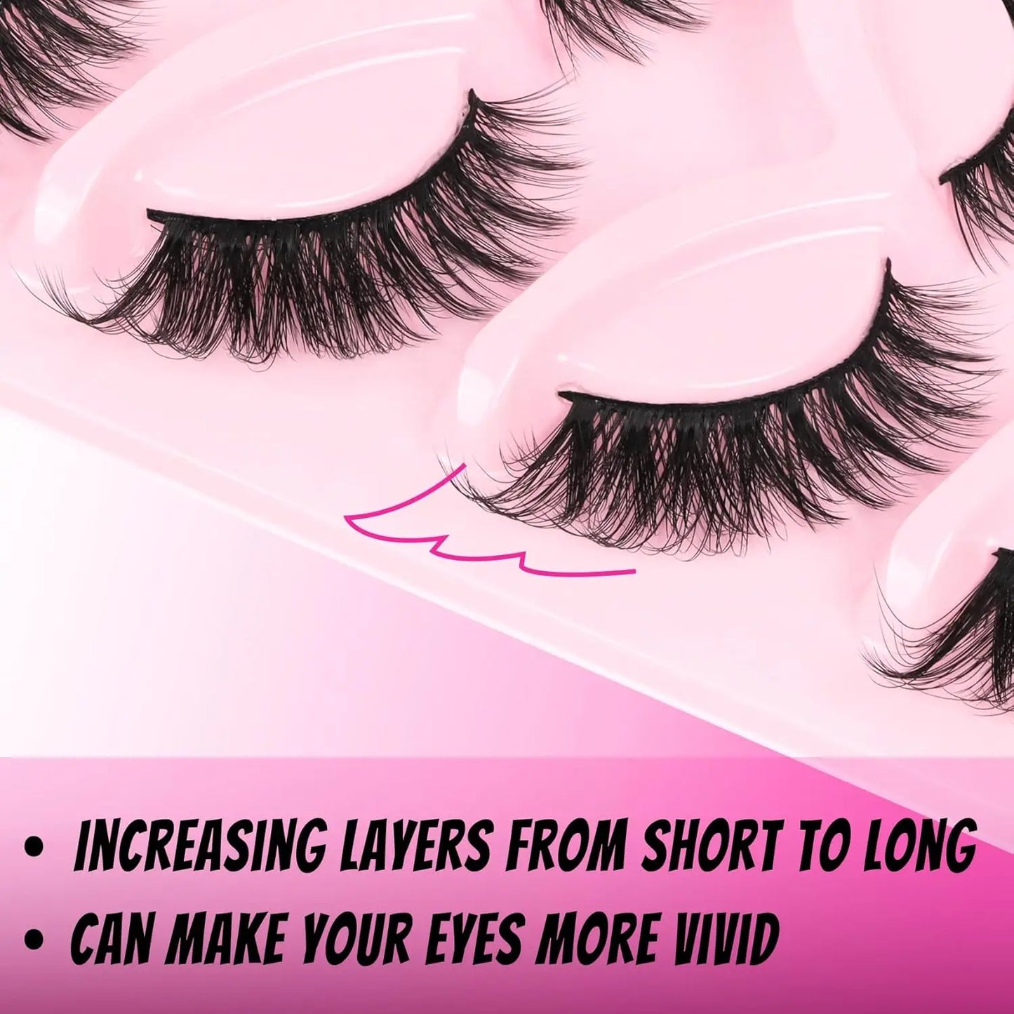 10 Pairs Pack Cat Eye Lashes Faux Mink Eyelashes Crisscross 3D Multilayered False Eyelashes L Curl Fox Eye Lashes