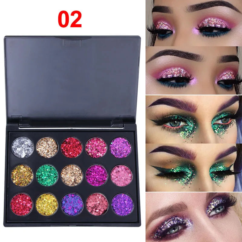 15 Colours Gold Scallion Powder Diamond Glitter Eyeshadow