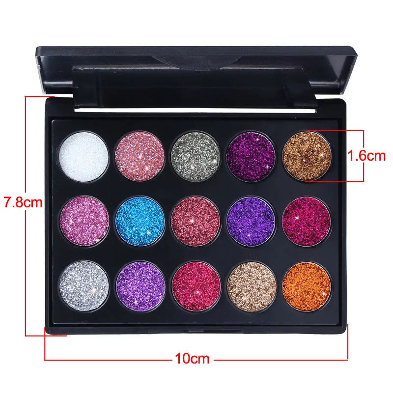 15 Colours Gold Scallion Powder Diamond Glitter Eyeshadow