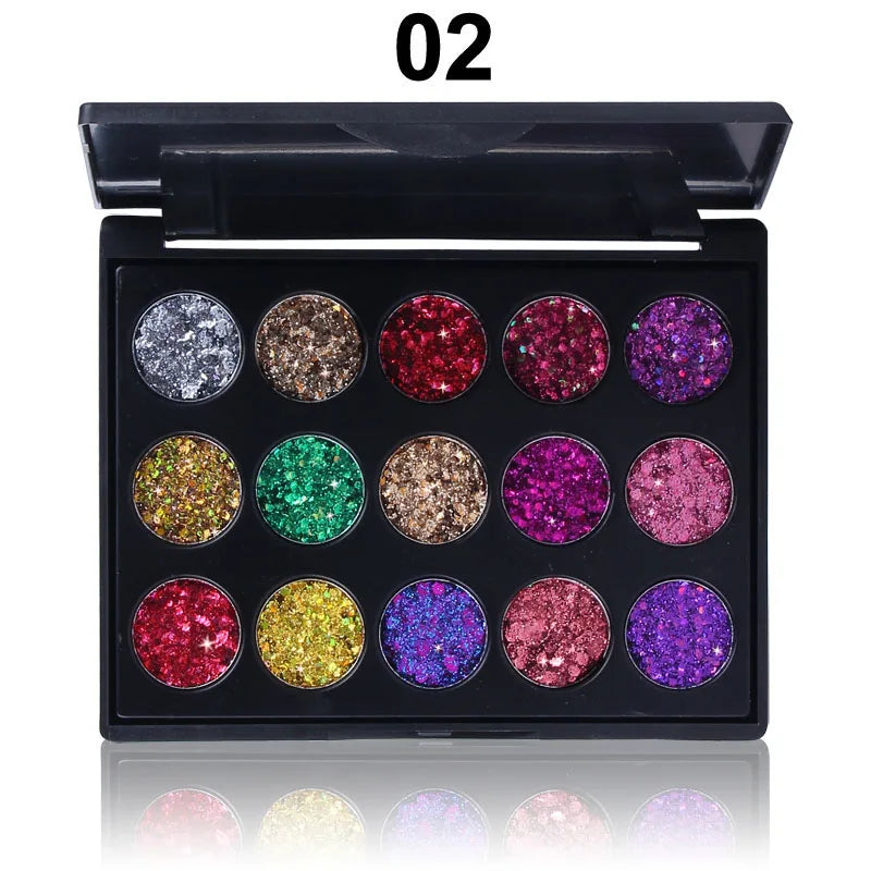 15 Colours Gold Scallion Powder Diamond Glitter Eyeshadow