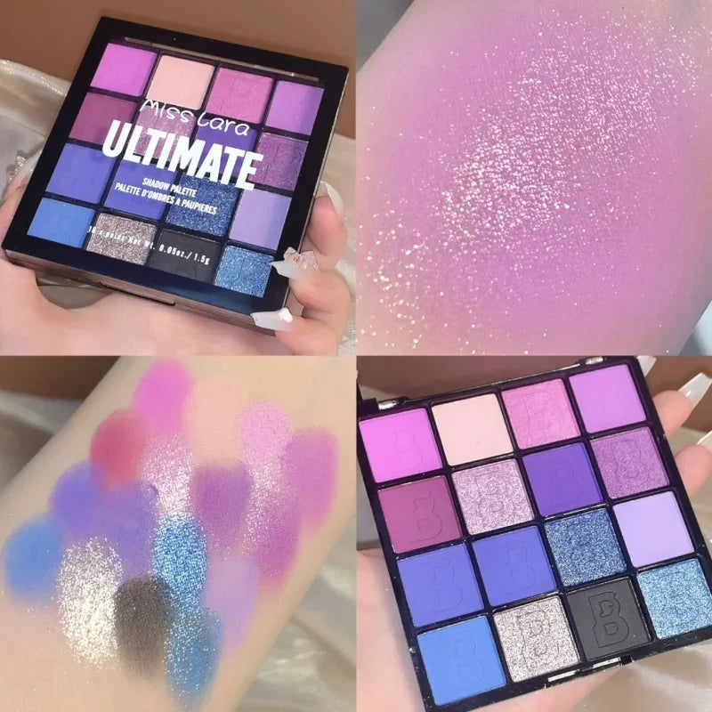 Eyeshadow Palette Matte Glitter Pearlescent - 16 colours