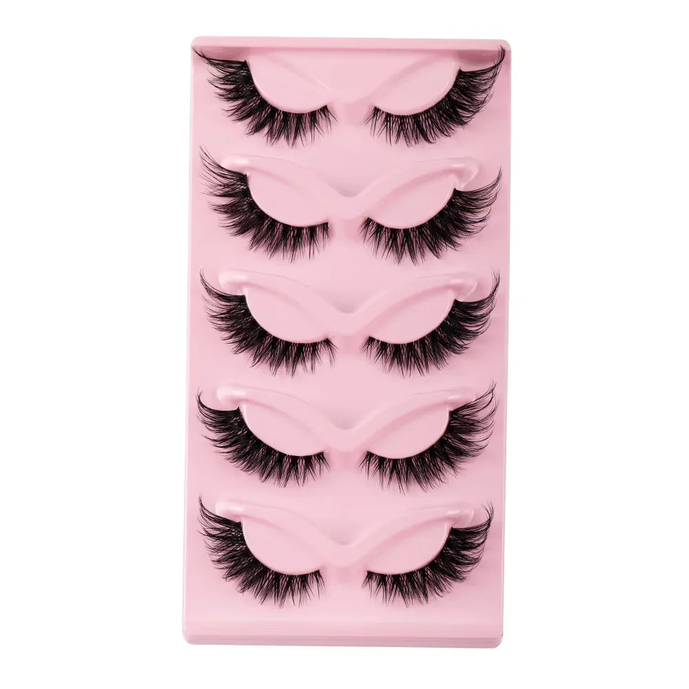 10 Pairs Pack Cat Eye Lashes Faux Mink Eyelashes Crisscross 3D Multilayered False Eyelashes L Curl Fox Eye Lashes