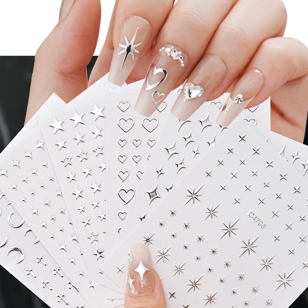 Sliver Nails Stickers Metallic Feel