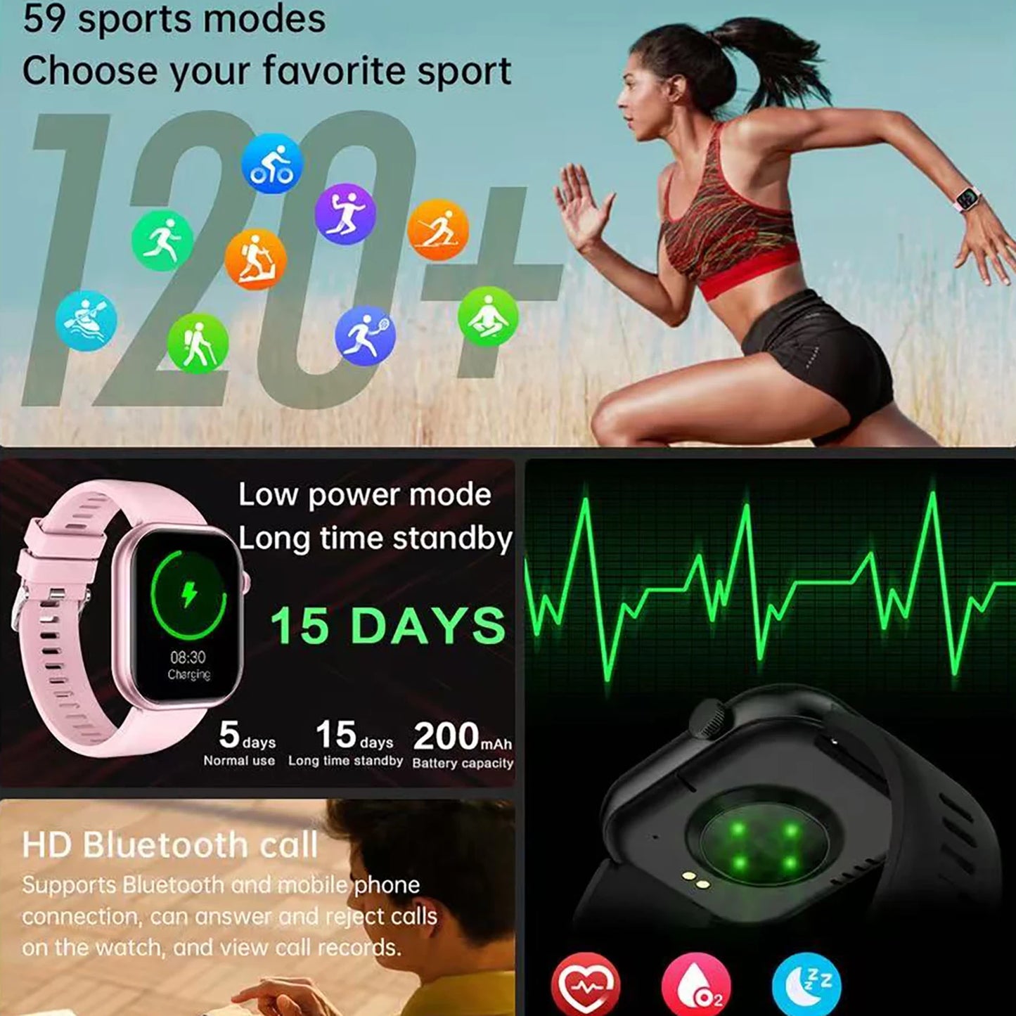 Smart Watch Men/Women New QX7 Sports