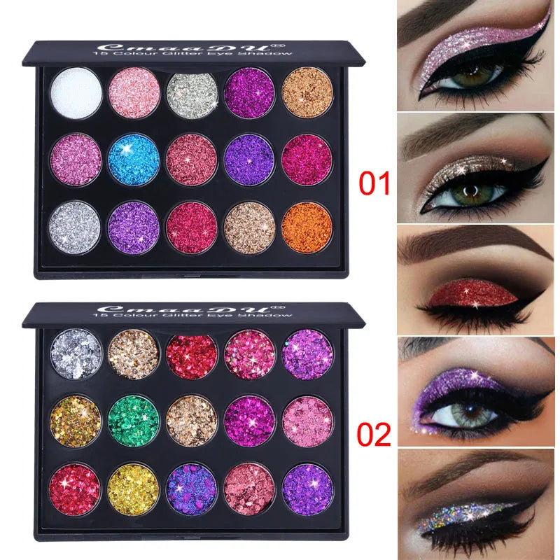 15 Colours Gold Scallion Powder Diamond Glitter Eyeshadow
