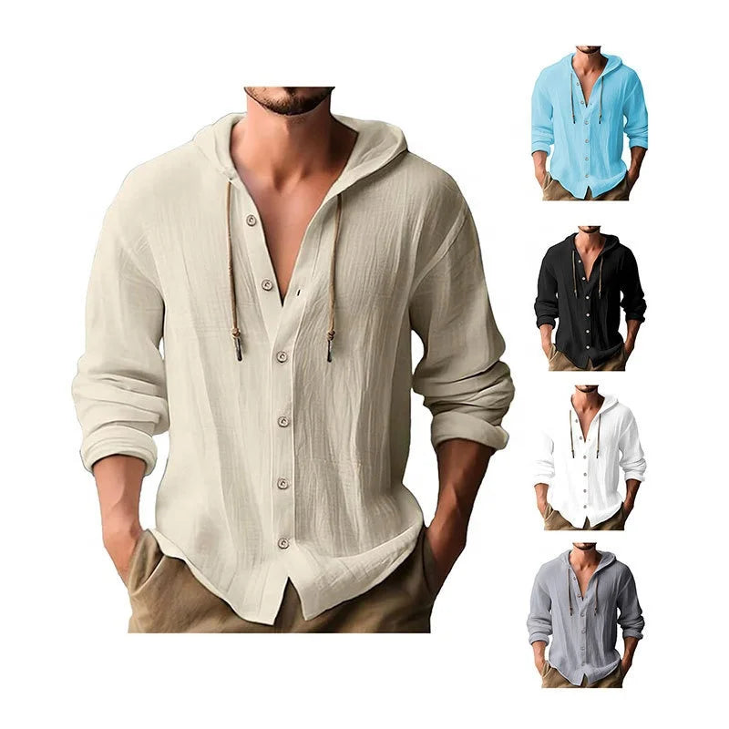 Casual Long Sleeve Hooded T-Shirt Men