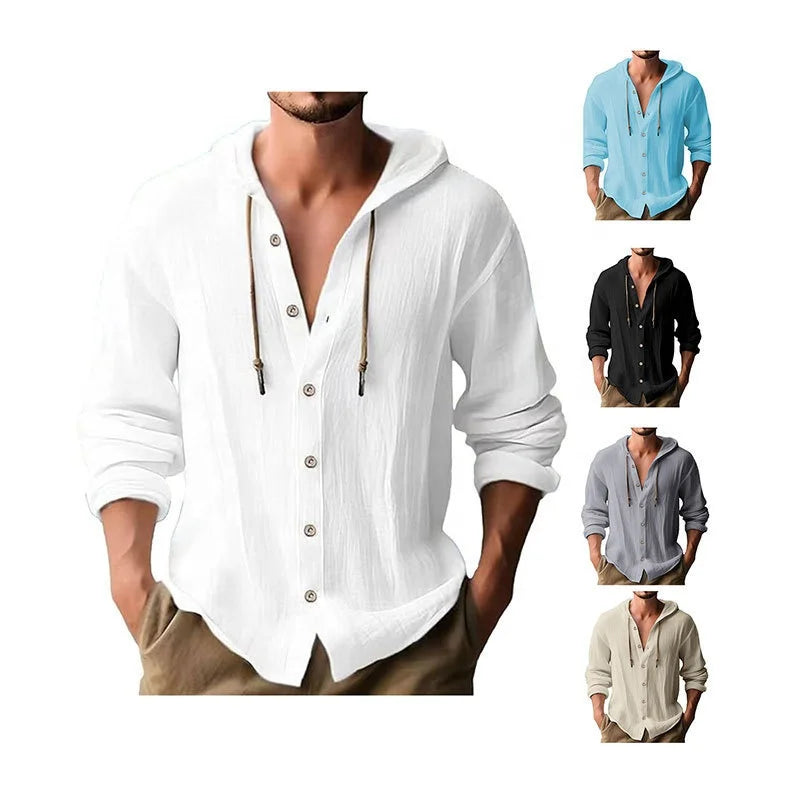 Casual Long Sleeve Hooded T-Shirt Men