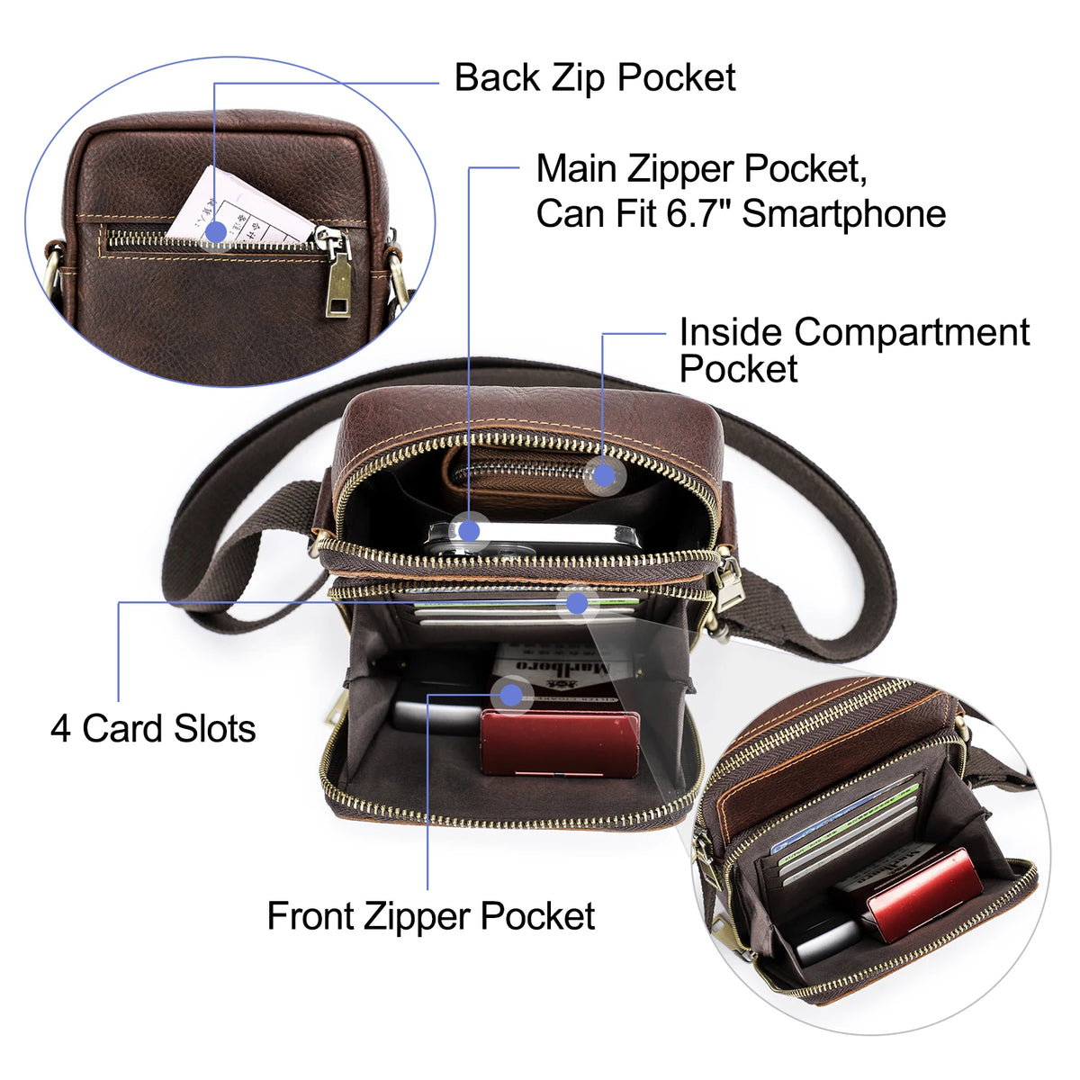 Leather Phone Bag Men