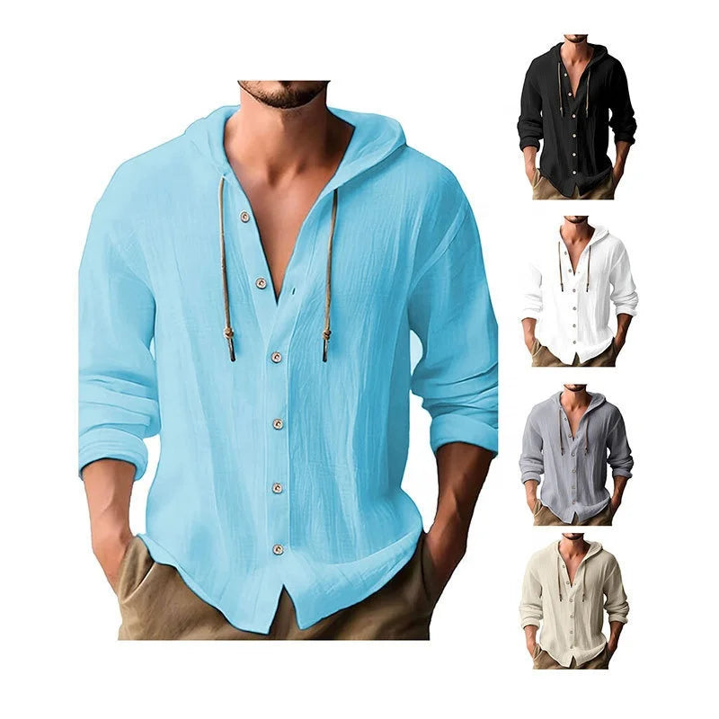 Casual Long Sleeve Hooded T-Shirt Men