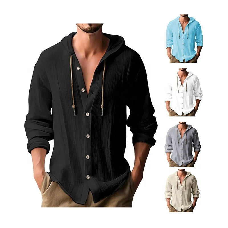 Casual Long Sleeve Hooded T-Shirt Men